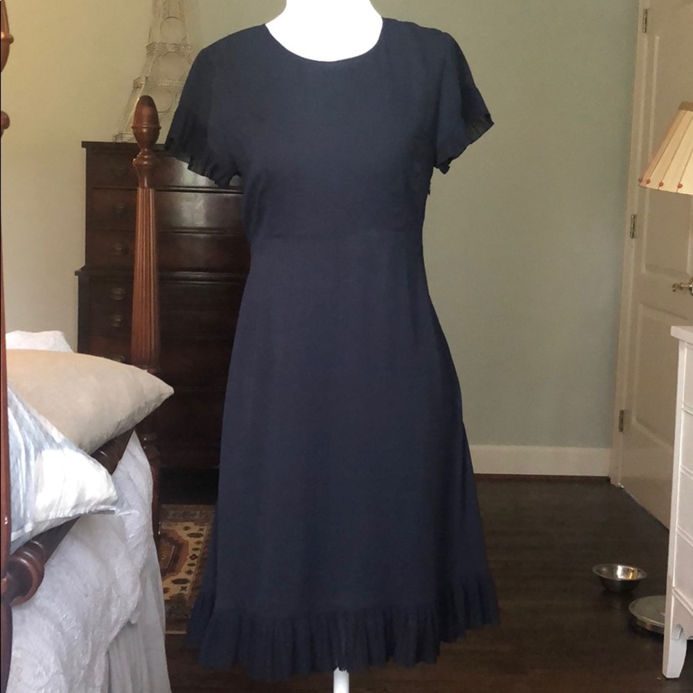 Claudie Pierlot ruffle trim navy dress